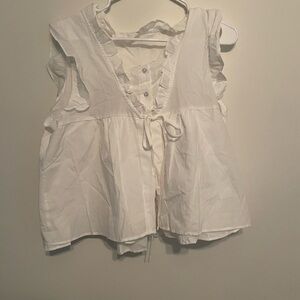 White Ruffle Tie-Front Top